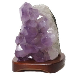 Natural Amethyst Crystal Lamp with Timber Base DN275 | Himalayan Salt Factory