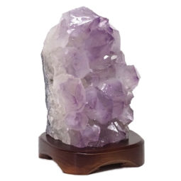 Natural Amethyst Crystal Lamp with Timber Base DN276 | Himalayan Salt Factory