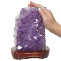 3.26kg Natural Amethyst Crystal Lamp with Timber Base DN278 7 Natural Amethyst Crystal Lamp with Timber Base DN278 / Himalayan salt factory