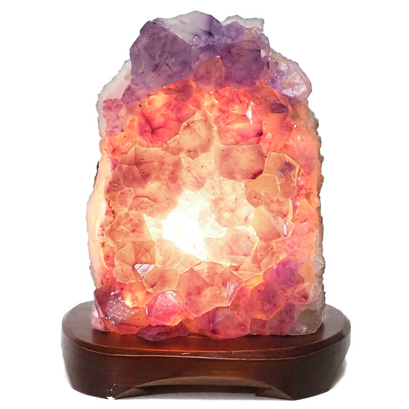 3.26kg Natural Amethyst Crystal Lamp with Timber Base DN278 4 Natural Amethyst Crystal Lamp with Timber Base DN278 / Himalayan salt factory