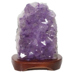 Natural Amethyst Crystal Lamp with Timber Base DN278 / Himalayan salt factory
