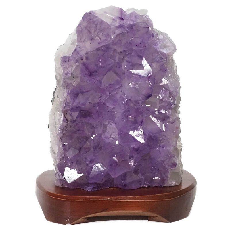 3.26kg Natural Amethyst Crystal Lamp with Timber Base DN278 3 Natural Amethyst Crystal Lamp with Timber Base DN278 / Himalayan salt factory