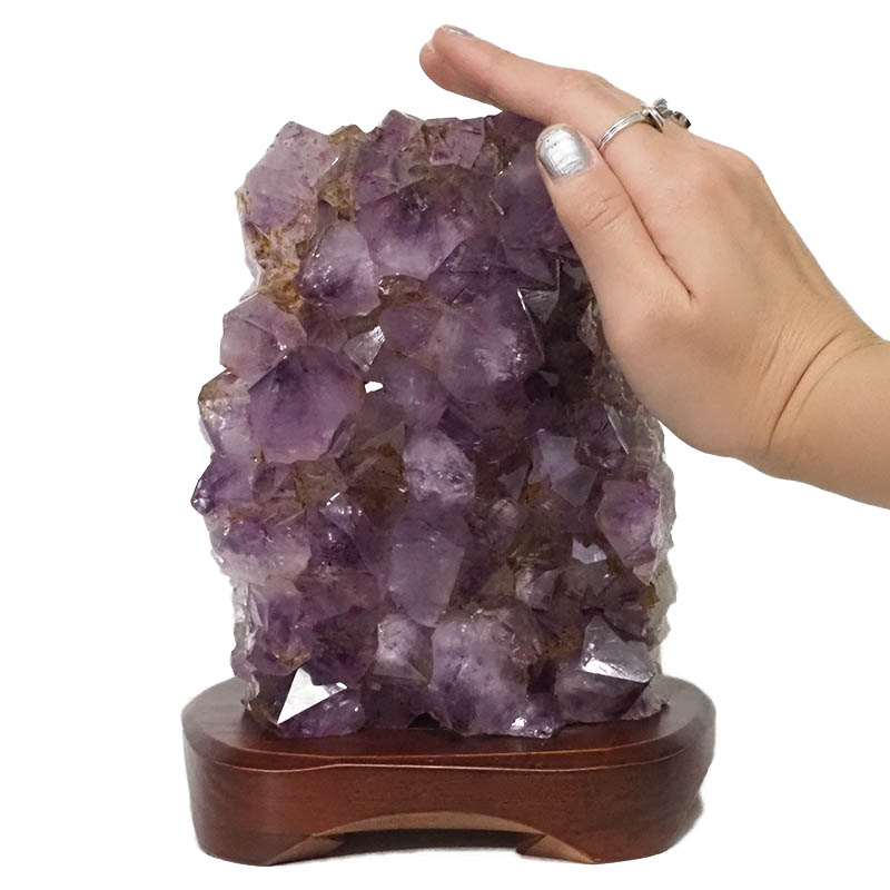 2.62kg Natural Amethyst Crystal Lamp with Timber Base DN280 5 Natural Amethyst Crystal Lamp with Timber Base DN280 / Himalayan salt factory