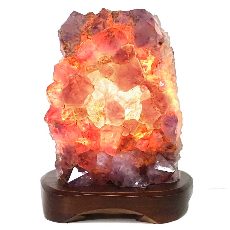 2.62kg Natural Amethyst Crystal Lamp with Timber Base DN280 4 Natural Amethyst Crystal Lamp with Timber Base DN280 / Himalayan salt factory
