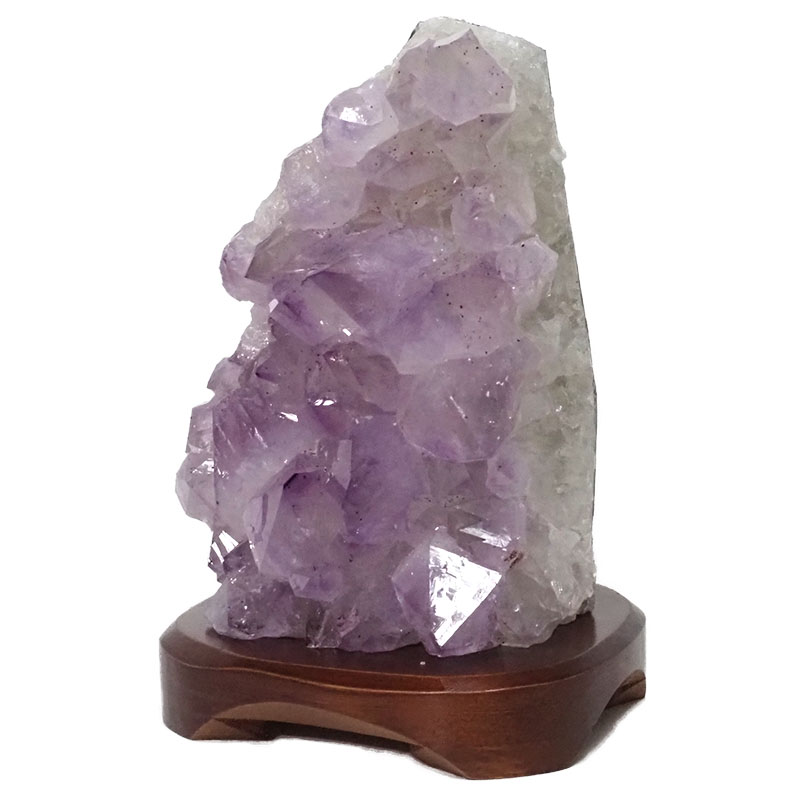 2.72kg Natural Amethyst Crystal Lamp with Timber Base DN282 3 Natural Amethyst Crystal Lamp with Timber Base DN282 / Himalayan salt factory
