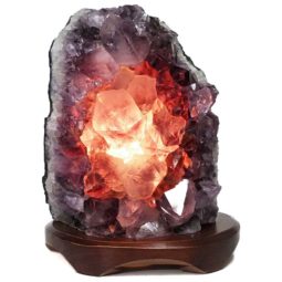 3.15kg Natural Amethyst Crystal Lamp with Timber Base DN283 6 Natural Amethyst Crystal Lamp with Timber Base DN283 / Himalayan salt factory