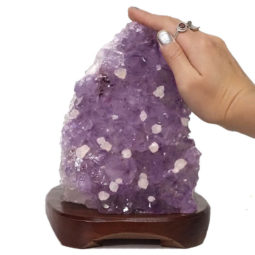3.53kg Natural Amethyst Crystal Lamp with Timber Base DN284 7 Natural Amethyst Crystal Lamp with Timber Base DN284 / Himalayan salt factory