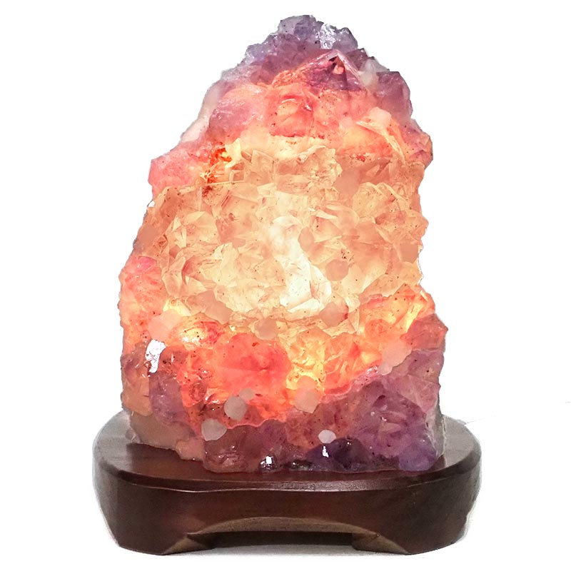 3.53kg Natural Amethyst Crystal Lamp with Timber Base DN284 4 Natural Amethyst Crystal Lamp with Timber Base DN284 / Himalayan salt factory