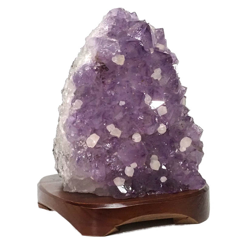 3.53kg Natural Amethyst Crystal Lamp with Timber Base DN284 3 Natural Amethyst Crystal Lamp with Timber Base DN284 / Himalayan salt factory