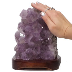 Natural Amethyst Crystal Lamp with Timber Base DN285 | Himalayan Salt Factory