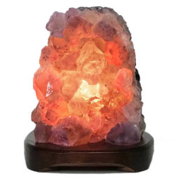 Natural Amethyst Crystal Lamp with Timber Base DN285 | Himalayan Salt Factory