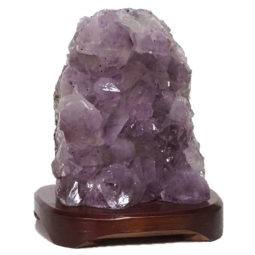 Natural Amethyst Crystal Lamp with Timber Base DN285 | Himalayan Salt Factory