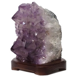 Natural Amethyst Crystal Lamp with Timber Base DN286 | Himalayan Salt Factory