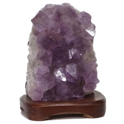 Natural Amethyst Crystal Lamp with Timber Base DN287 | Himalayan Salt Factory