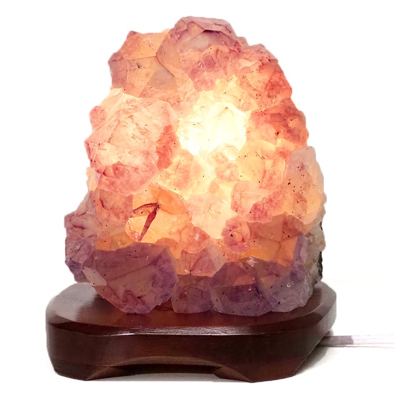 2.65kg Natural Amethyst Crystal Lamp with Timber Base DS852 4 Natural Amethyst Crystal Lamp with Timber Base DS852 / Himalayan salt factory