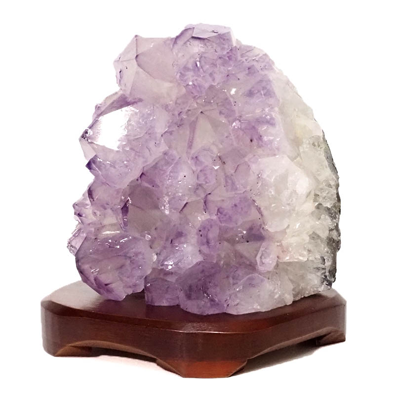 2.65kg Natural Amethyst Crystal Lamp with Timber Base DS852 3 Natural Amethyst Crystal Lamp with Timber Base DS852 / Himalayan salt factory