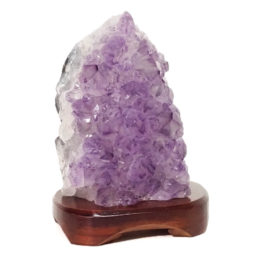 Natural Amethyst Crystal Lamp with Timber Base DS854 | Himalayan Salt Factory