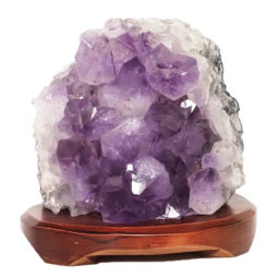 Natural Amethyst Crystal Lamp with Timber Base DS856 | Himalayan Salt Factory