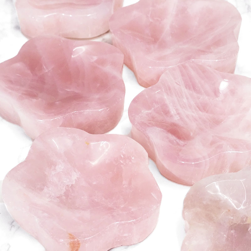Rose Quartz Flower Bowl 6 Rose Quartz Flower Bowl | Himalayan Salt Factory