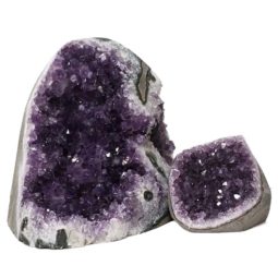 Amethyst Polished Crystal Geode Specimen Set 2 Pieces DN337 | Himalayan Salt Factory