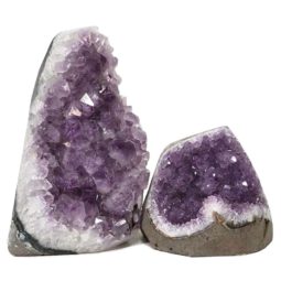 Amethyst Polished Crystal Geode Specimen Set 2 Pieces DN339 | Himalayan Salt Factory