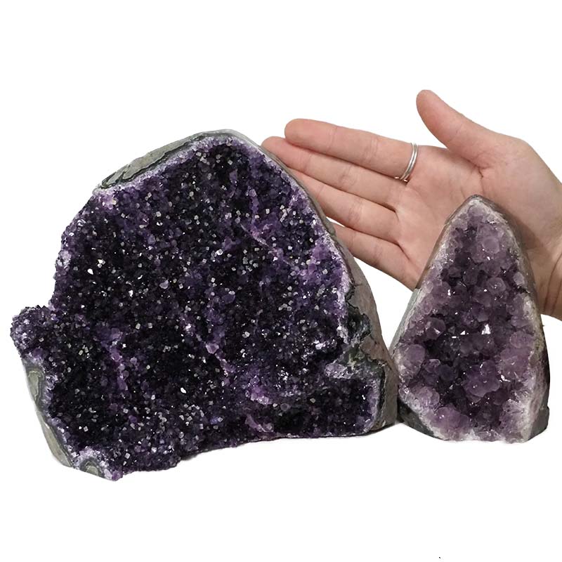 3.61kg Amethyst Polished Crystal Geode Specimen Set 2 Pieces DN341 4 Amethyst Polished Crystal Geode Specimen Set 2 Pieces DN341 | Himalayan Salt Factory