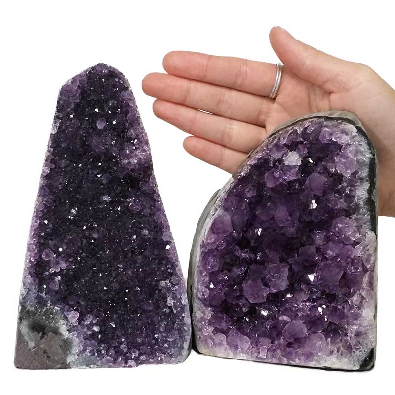 2.50kg Amethyst Polished Crystal Geode Specimen Set 2 Pieces DN343 4 Amethyst Polished Crystal Geode Specimen Set 2 Pieces DN343 | Himalayan Salt Factory