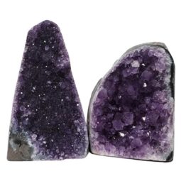 Amethyst Polished Crystal Geode Specimen Set 2 Pieces DN343 | Himalayan Salt Factory