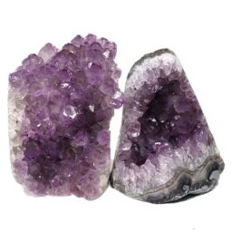 Amethyst Polished Crystal Geode Specimen Set 2 Pieces DN354 | Himalayan Salt Factory