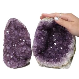 Amethyst Polished Crystal Geode Specimen Set 2 Pieces DN355 | Himalayan Salt Factory