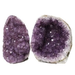 Amethyst Polished Crystal Geode Specimen Set 2 Pieces DN355 | Himalayan Salt Factory