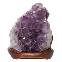 Natural Amethyst Crystal Lamp with Timber Base DN296 | Himalayan Salt Factory