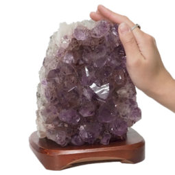 3.74kg Natural Amethyst Crystal Lamp with Timber Base DN299 7 Natural Amethyst Crystal Lamp with Timber Base DN299 | Himalayan Salt Factory