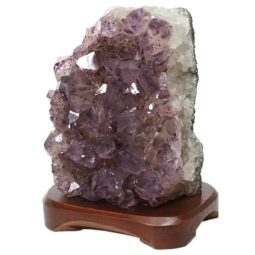 Natural Amethyst Crystal Lamp with Timber Base DN299 | Himalayan Salt Factory