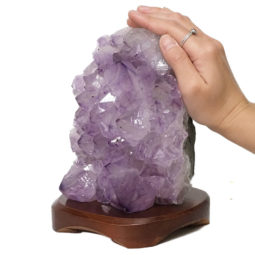 Natural Amethyst Crystal Lamp with Timber Base DN305 | Himalayan Salt Factory