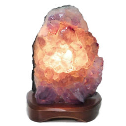 Natural Amethyst Crystal Lamp with Timber Base DN305 | Himalayan Salt Factory