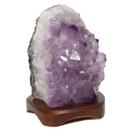 Natural Amethyst Crystal Lamp with Timber Base DN305 | Himalayan Salt Factory