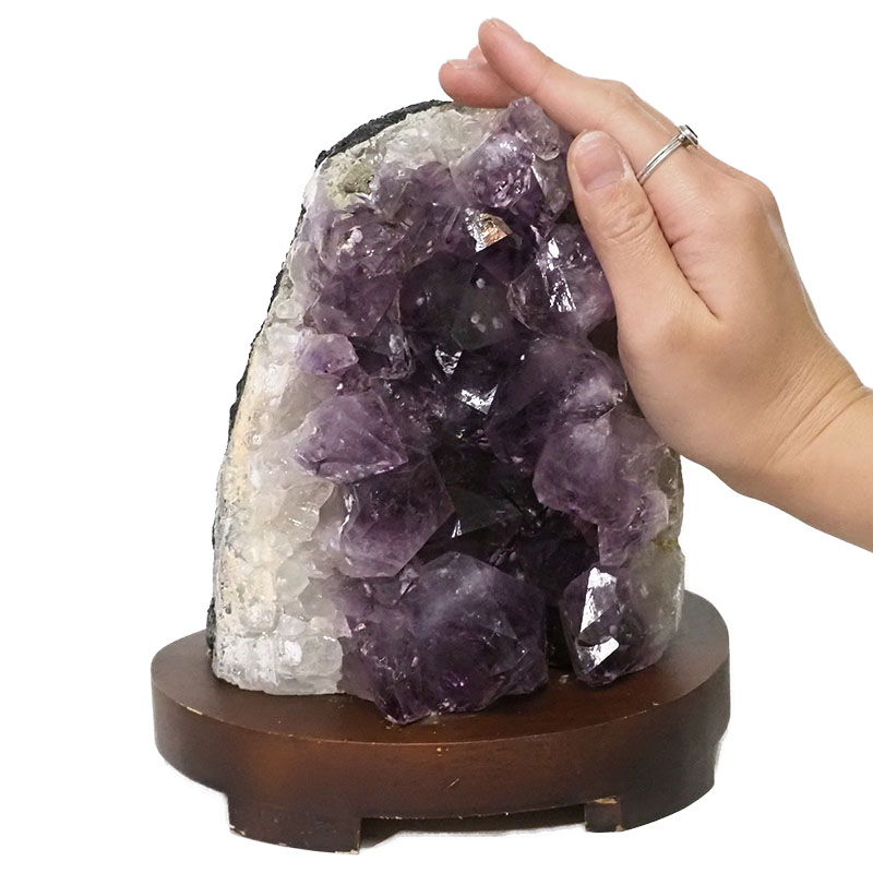 3.09kg Natural Amethyst Crystal Lamp with Timber Base DN306 5 Natural Amethyst Crystal Lamp with Timber Base DN306 | Himalayan Salt Factory