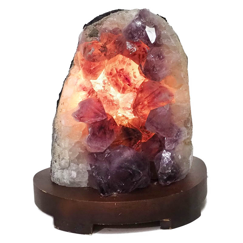 3.09kg Natural Amethyst Crystal Lamp with Timber Base DN306 4 Natural Amethyst Crystal Lamp with Timber Base DN306 | Himalayan Salt Factory