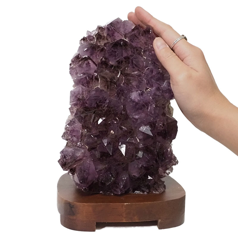 3.47kg Natural Amethyst Crystal Lamp with Timber Base DN308 5 Natural Amethyst Crystal Lamp with Timber Base DN308 | Himalayan Salt Factory