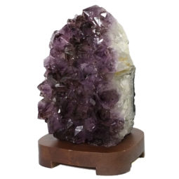 Natural Amethyst Crystal Lamp with Timber Base DN308 | Himalayan Salt Factory