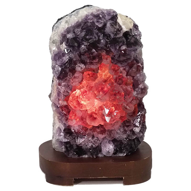 4.02kg Natural Amethyst Crystal Lamp with Timber Base DN309 4 Natural Amethyst Crystal Lamp with Timber Base DN309 | Himalayan Salt Factory