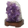 Natural Amethyst Crystal Lamp with Timber Base DN310 | Himalayan Salt Factory