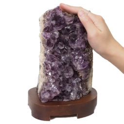 Natural Amethyst Crystal Lamp with Timber Base DN311 | Himalayan Salt Factory