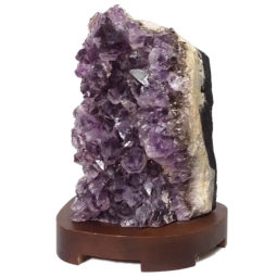 Natural Amethyst Crystal Lamp with Timber Base DN311 | Himalayan Salt Factory