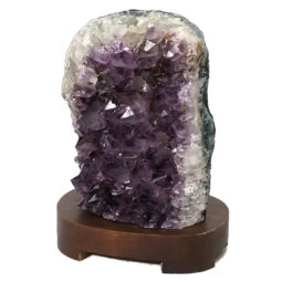 Natural Amethyst Crystal Lamp with Timber Base DN312 | Himalayan Salt Factory