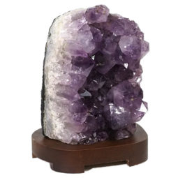 Natural Amethyst Crystal Lamp with Timber Base DN315 | Himalayan Salt Factory
