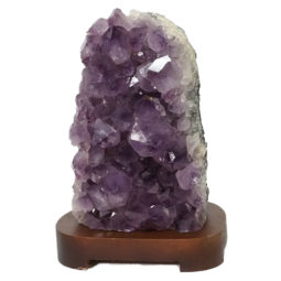 Natural Amethyst Crystal Lamp with Timber Base DN316 | Himalayan Salt Factory