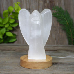 Selenite Large Angel with LED Light Crystal Large Display Base Pack | Himalayan Salt Factory