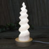 Selenite Spiral with LED Light Crystal Small Display Base Pack | Himalayan Salt Factory